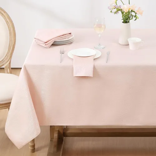 Vista 12 de Softalker Mantel rectangular de jacquard, diseño de remolinos, impermeable, resistente a las manchas, sin arrugas, tela de gran peso para Beige