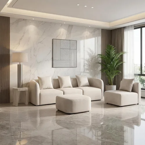 Vista 6 de Sofá modular modular de asiento profundo de 118 pulgadas con otomana Asiento profundo, diseño modular, comodidad de gran tamaño y tapicería