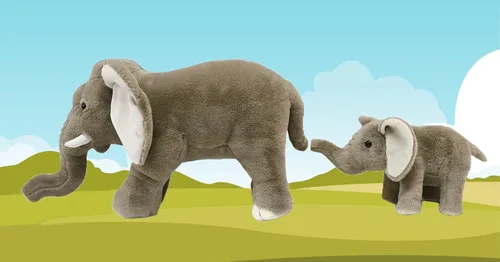 Vista 6 de Ice King Bear Juego de animales de peluche para mamá y bebé, animales salvajes del zoológico (elefante)