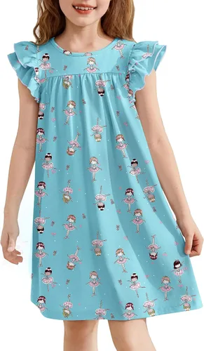 Vista 11 de Arshiner Camisones para niñas, lindos volantes, manga corta, pijamas de princesa, camisón para dormir