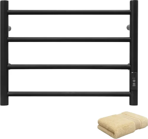 Vista 24 de KEG Calentador de toallas montado en la pared con temporizador incorporado 4 barras de acero inoxidable eléctrico calentado toallero para baño