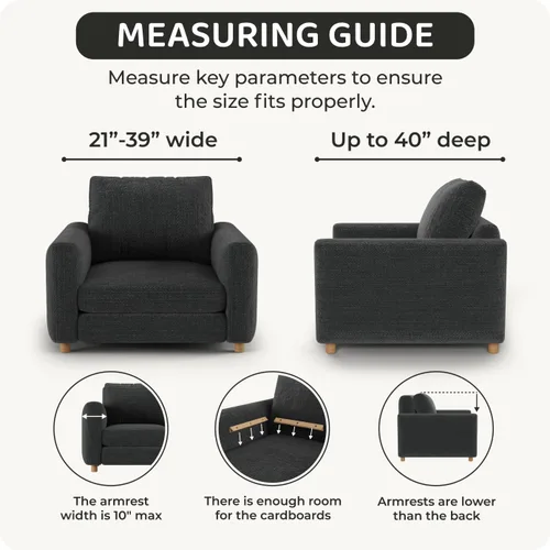 Vista 5 de PAULATO BY GA.I.CO. Funda para Silla - Funda para Sillón - Funda para Sillón - Funda de Tela Suave - Protector de Muebles Elegante de Ajuste Ceniza