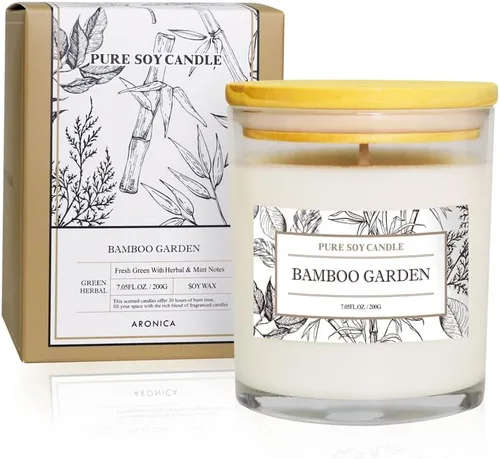 Vista 7 de Aronica Regalos de Anfitriona de Alta Gama para Mujer, Vela de Bambú y Jazmín, Velas de Soja para el Hogar Perfumado, Velas Naturales de Verano