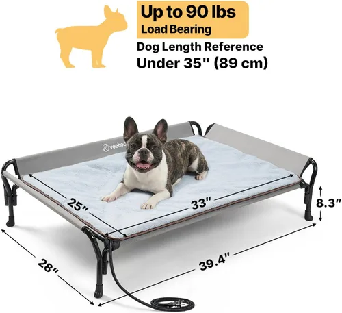 Vista 6 de Veehoo Cama elevada para DOD con alfombrilla térmica de felpa, cama elevada para perros con almohadillas térmicas impermeables para gatos y perros