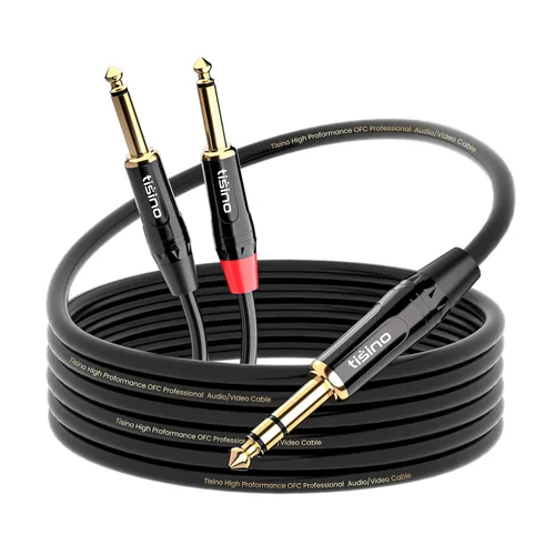 Vista 2 de tisino Cable Divisor en Y de 1/4 de pulgada TRS Estéreo a Dual 1/4 de pulgada TS Mono Cable de Inserción Cable de Distribución Estéreo Cable