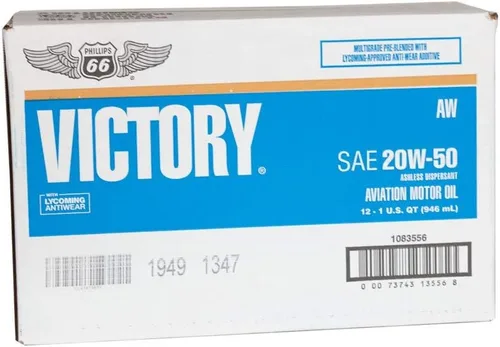 Vista 2 de Phillips 66 Victory AW 20w50 Aceite de aviación, caja de 12qtsQ