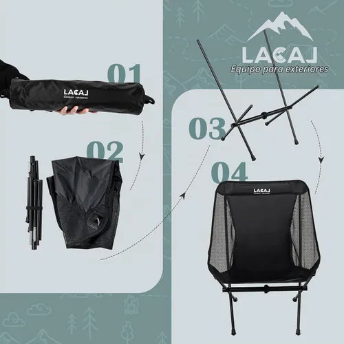 Vista 7 de G2 GO2GETHER Silla de camping plegable ultraligera, marco de aluminio, tela transpirable Surper, fácil de transportar, tamaño de almacenamiento Negro