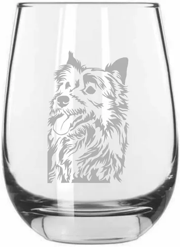 Vista 95 de Shar Pei (chino) - Vaso de vino sin tallo grabado para perro, 15.25 onzas