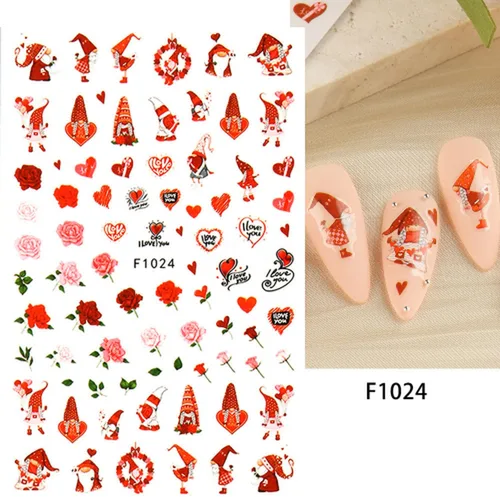 Vista 3 de GRITOSE Calcomanías de uñas para el día de San Valentín, 6 hojas de calcomanías autoadhesivas para decoración de uñas, diseño negro para besar