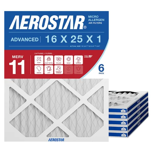 Vista 11 de Aerostar MERV 8 de 16 x 25 x 1 pulgadas, 4 unidades, filtros plisados de alta eficiencia para HVAC, horno y aire acondicionado, elimina el polvo