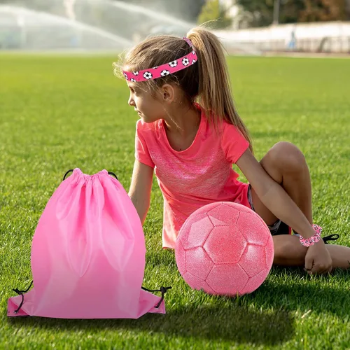Vista 8 de DLUGOPIS Size 4 Pink Glitter Soccer Ball with Air Pump Sets Toddler Soccer Ball Multiple Size for Kids Aged 4-8 8-12 Boys Girls Youth Gifts Outdoor