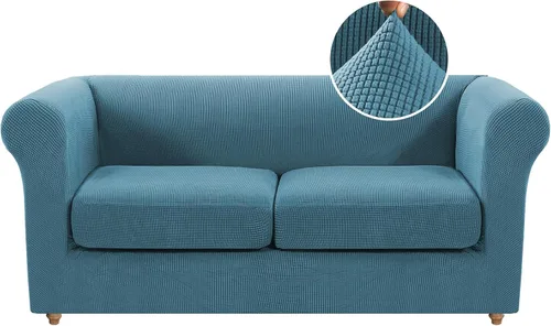 Vista 25 de Funda para silla Chesterfield de 2 piezas para sofá de 1 cojín, fundas para silla de brazo alto, 1 asiento, alta elasticidad, lavable, protector