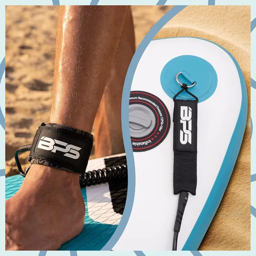 Vista 6 de BPS 'Storm' Premium 0.283 in Bobina SUP Correa de Paddleboard Correa de tobillo de liberación rápida, con bolsa de cintura impermeable Longboard