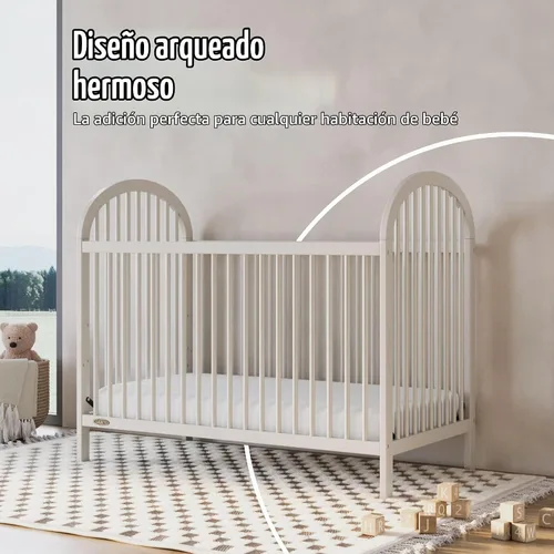Vista 3 de Graco Cuna convertible Olivia (avena helada) – Certificado GREENGUARD Gold, 100% madera maciza, se adapta a colchón de cuna estándar, cuna de bebé