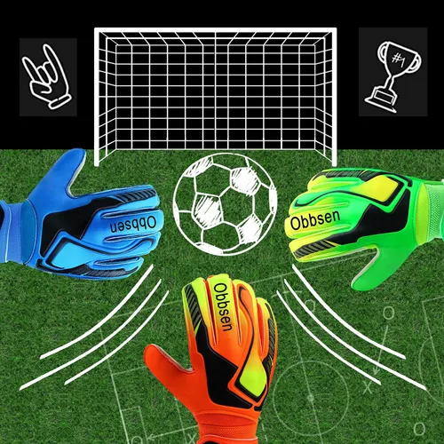 Vista 6 de Guantes de portero de fútbol para niños, jóvenes y adultos, guantes de portero de fútbol de agarre fuerte con protección para los dedos