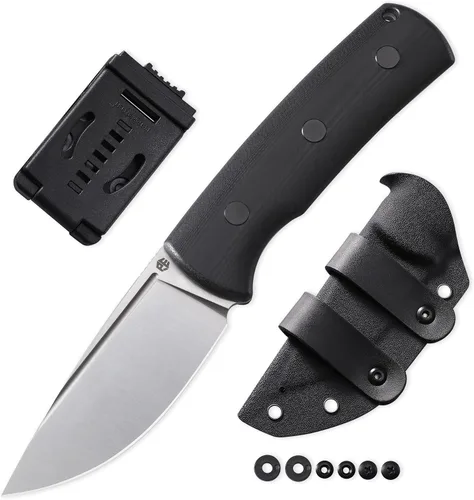 Vista 7 de Petrified fish PFP01F Beluga Cuchillo de hoja fija, hoja de satén N690 de 3.62 pulgadas, cuchillo de hoja fija G10/Micarta de 5.85 onzas para Negro
