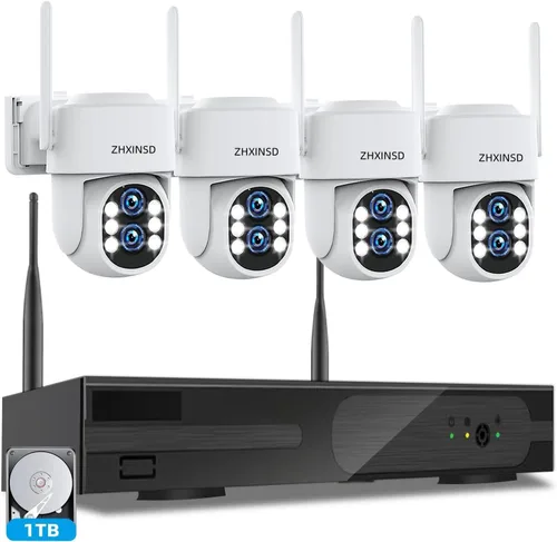 Vista 9 de [WiFi6 de doble lente y zoom híbrido 10X] Sistema de cámara de seguridad inalámbrica para exteriores, seguimiento automático 2K+2K 4PCS PTZ Cámara