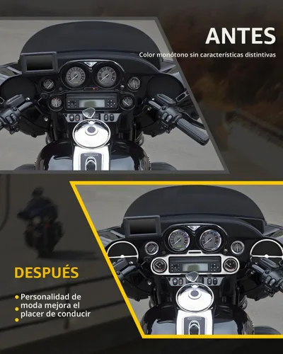 Vista 2 de Juego de embellecedores para velocímetro de acento estéreo 9 piezas, compatible con Harley Davidson 1996-2013 Electra Glide Street Glide Trike Glide