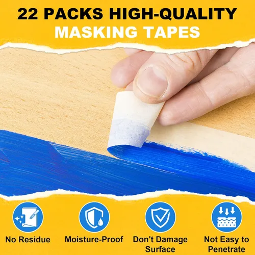 Vista 4 de ToLanbbt - Cintas de enmascarar a granel de 1 pulgada, 22 paquetes de pintores blancos para dibujar en general con cintas para pintar, manualidades
