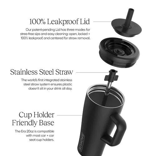 Vista 2 de BrüMate Era Vaso Térmico de 20 oz con Asa y Pajilla Vaso Térmico Aislante 100% A Prueba de Fugas con Tapa y Pajilla Hecho de Acero Inoxidable