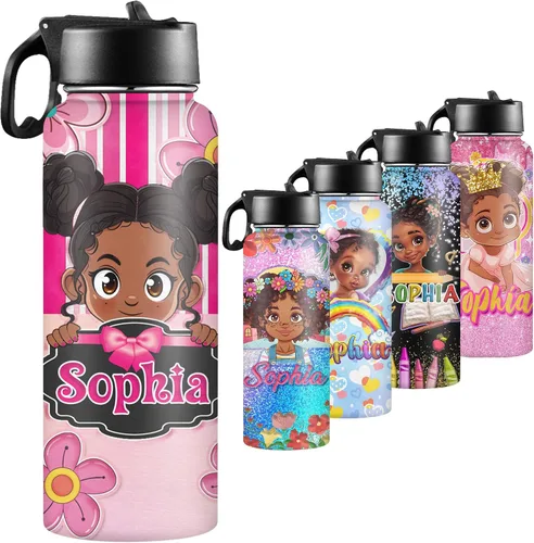 Vista 31 de Botella de agua personalizada con foto, botella de agua deportiva de acero inoxidable con imagen personalizada para niños, hombres y mujeres