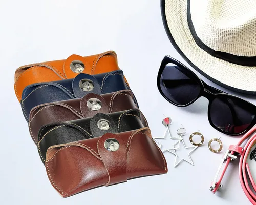 Vista 7 de DK86 Genuine Leather Glasses Case Sunglasses Pouch Eyeglass Case for Men and Women