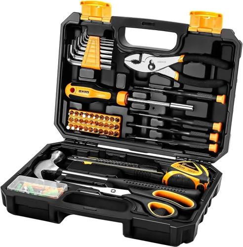 Vista 10 de DEKOPRO Kit de herramientas manuales generales para el hogar de 50 piezas con caja de herramientas de plástico, kit de herramientas multiusos