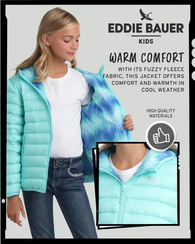Vista 5 de Eddie Bauer CirrusLite - Chaqueta de plumón resistente a la intemperie para niñas, acolchado con aislamiento acolchado de burbujas (3-20)