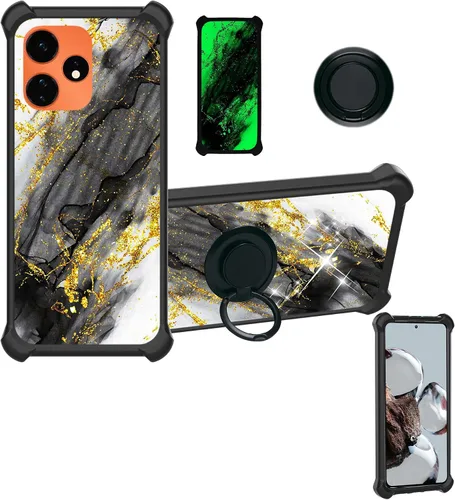 Vista 6 de Aroepurt Cricket Ovation 2 - Funda compatible con AT&T Maestro Max (2021) [PC duro + silicona suave] [purpurina dorada + luminosa] JSH-HDL