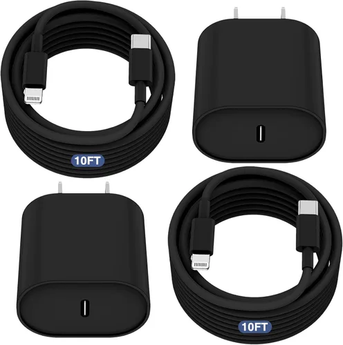 Vista 14 de Essri Cargador Rápido para iPhone 14 13 12 Carga Rápida, Paquete de 2 de 6FT+10FT Cable USB C a Lightning con 20W USB C para Bloque Cargador iPhone