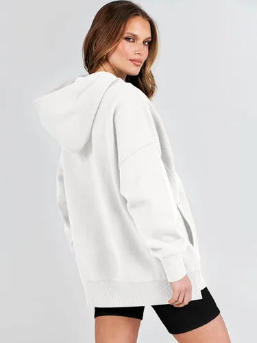 Vista 6 de ANRABESS Sudaderas con capucha de gran tamaño para mujer, sudadera de forro polar 2024, trajes de moda para adolescentes y niñas