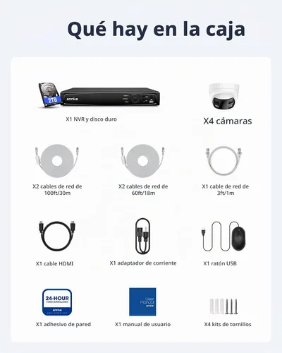 Vista 9 de ANNKE Sistema de cámara de seguridad PoE 4K con doble lente, gran angular de 180°, disco duro de 2 TB 8 Channel 12MP H.265+ NVR, 4pcs 8MP Wired