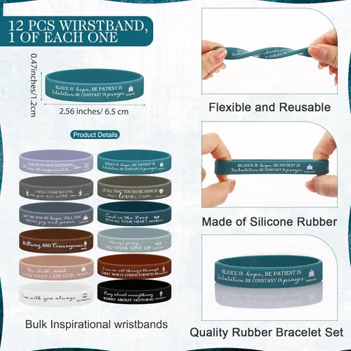 Vista 4 de Gueevin Juego de regalo cristiano a granel, bloc de notas con versículos bíblicos, mini pulsera de silicona inspiradora para hombre de Dios