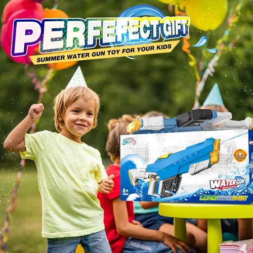 Vista 4 de Pistola de agua eléctrica Skirfy para niños y adultos, juguetes de agua automáticos de succión de agua al aire libre, pistolas de agua con alcance
