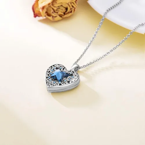 Vista 7 de Dorunmo 925 Sterling Silver Heart Locket Necklace That Holds Pictures Photo Locket Necklace