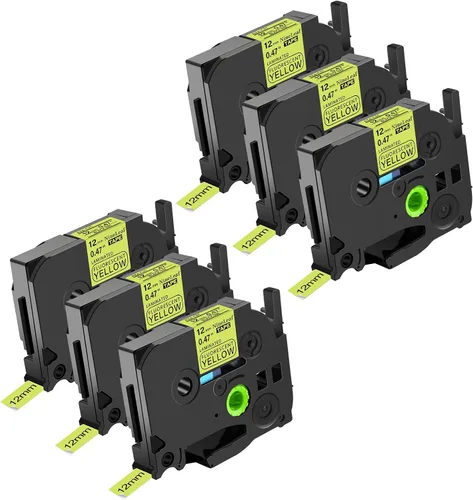 Vista 12 de NineLeaf Paquete de 6 cintas de etiquetas compatibles con Brother TZ TZe TZe-531 TZe531 TZ-531 TZ531 0.472 in 1/2 pulgadas, negro sobre azul