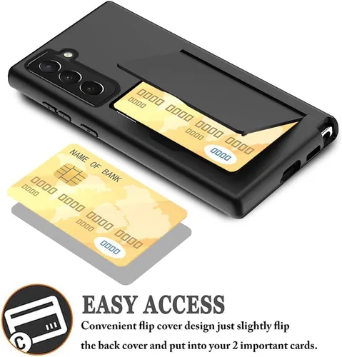Vista 4 de Asuwish Funda para Samsung Galaxy S22 Plus con protector de pantalla de vidrio templado, ranura para tarjetas, función atril, color negro