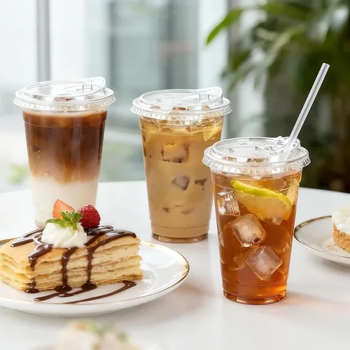 Vista 4 de Goodluck Paquete de 100 vasos de plástico transparente de 16 onzas con tapas, desechables para café helado con tapas para fiestas, bebidas