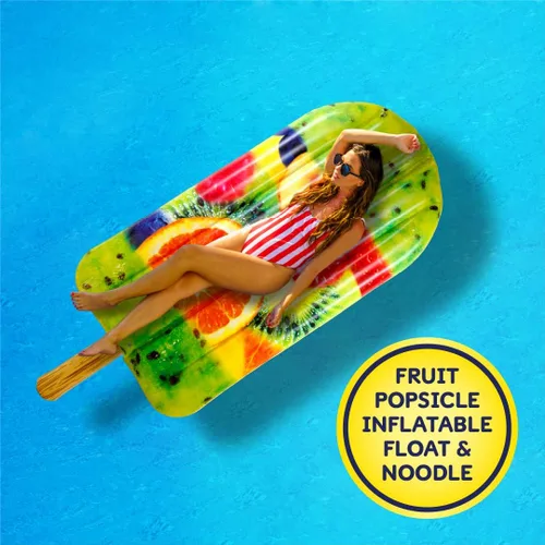 Vista 4 de Flotador de paletas de frutas y fideos – Tubo flotante de piscina, balsas inflables para niños y adultos – Flotador grande para natación en la playa
