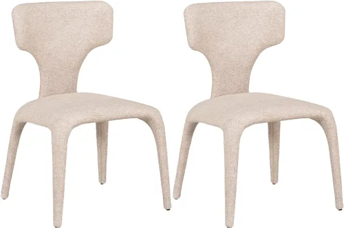 Vista 7 de Sillones decorativos tapizados beige con respaldo curvado minimalista moderno de 2 piezas Diseño ergonómico para sala de estar, estudio