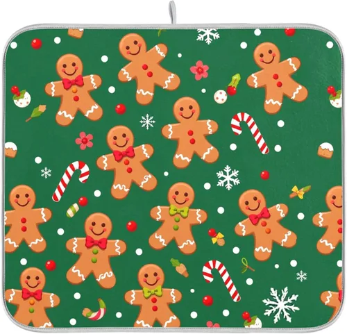 Vista 26 de Tapete de secado de platos Wamika con lazo negro para encimera de cocina 16x18, lazo de moño coqueto, tapete rectangular pequeño de secado