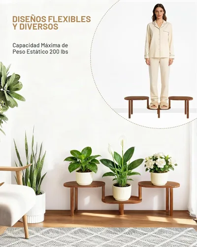 Vista 5 de Estante para plantas de esquina cóncava para interiores, soporte