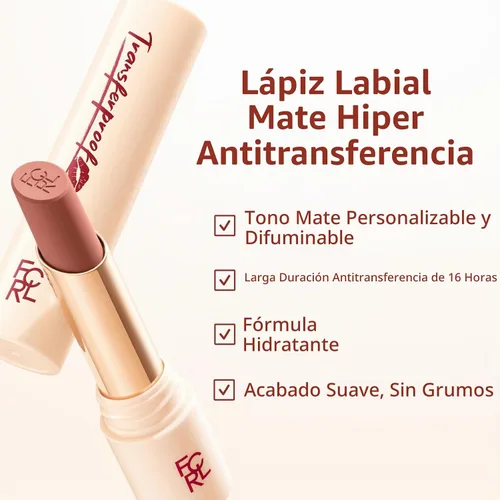 Vista 4 de FOCALLURE Lápiz labial mate, de larga duración y que se mantiene en su PK01 Rosa Coral