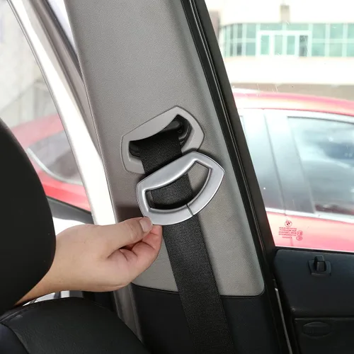 Vista 7 de YIWANG Cubierta para cinturón de seguridad de asiento de coche ABS cromado para BMW X3 E83 2006-2010 Accesorios interiores (fibra de carbono)