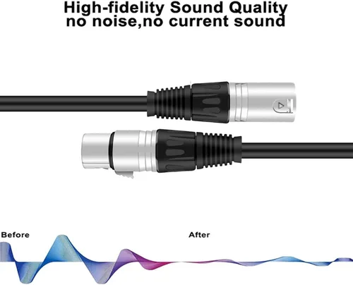 Vista 4 de Cable de altavoz XLR macho a XLR hembra, cable de conexión de micrófono de audio profesional, cable de micrófono blindado y equilibrado para uso más