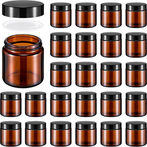 Vista 31 de Norme 24 Frascos de Vidrio de 4 oz con Tapas Herméticos Redondos a Prueba de Fugas Frascos Cosméticos Vacíos con Revestimientos Internos en la Tapa