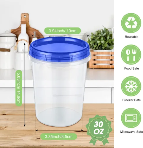 Vista 9 de 24 recipientes de almacenamiento de alimentos de 32 onzas con tapas giratorias superiores, recipientes de plástico reutilizables para alimentos