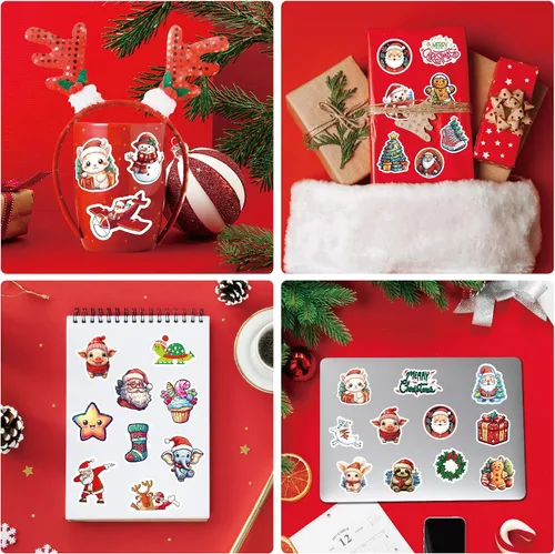 Vista 5 de 100 Pcs Christmas Stickers, Merry Christmas Vinyl Stickers for Kids Pegatinas de Navidad