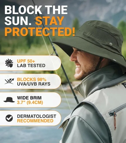 Vista 2 de GearTOP Safari Hat for Men Sun Hats for Women UV Protection UPF 50+ Fishing, Gardening, Hiking Hat (22-23 1/2")