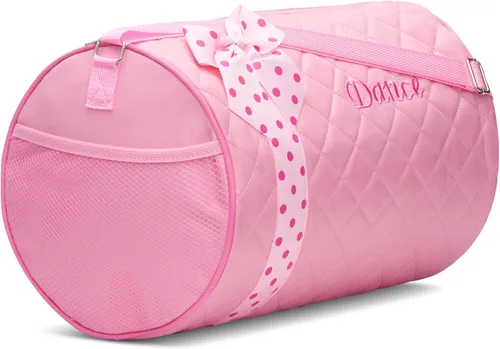 Vista 2 de Bolsa de lona acolchada con lazo para niñas, Rosado